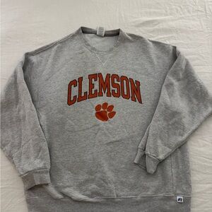 Russell Athletic Gray and Orange Crewneck Sweater